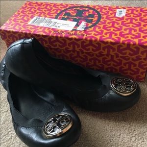 Tory Burch black Caroline Flats
